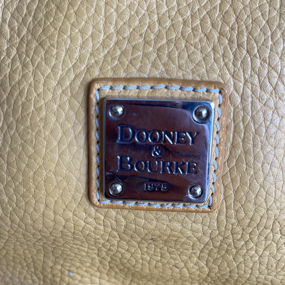 Dooney & Bourke Newbury Crescent Yellow Pebbled Leather Large Double Pocket Tote - Picture 3 of 14